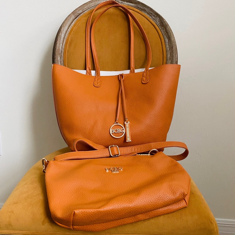 LAST CHANCE SALE! 2 PCS BCBG Paris Reversible Handbag Tote + Crossbody Bag